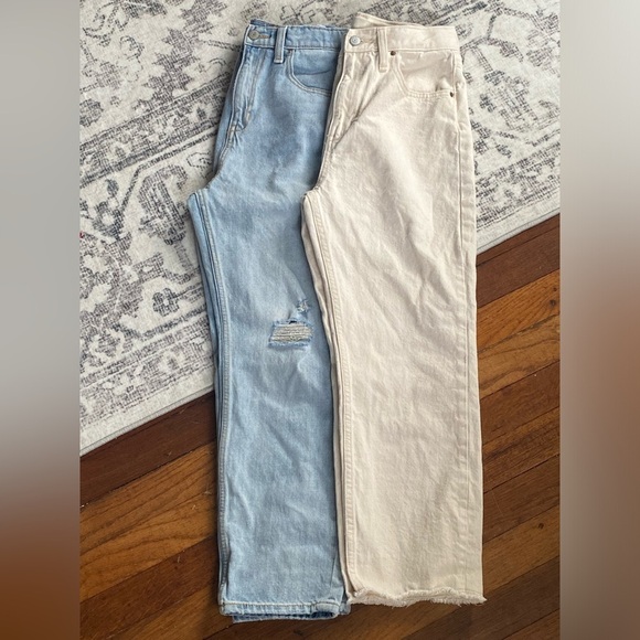 Old Navy Other - Old Navy Teen Light Wash/Cream Denim Jean Hi-Rise Slouchy Straight Bundle Sz 14